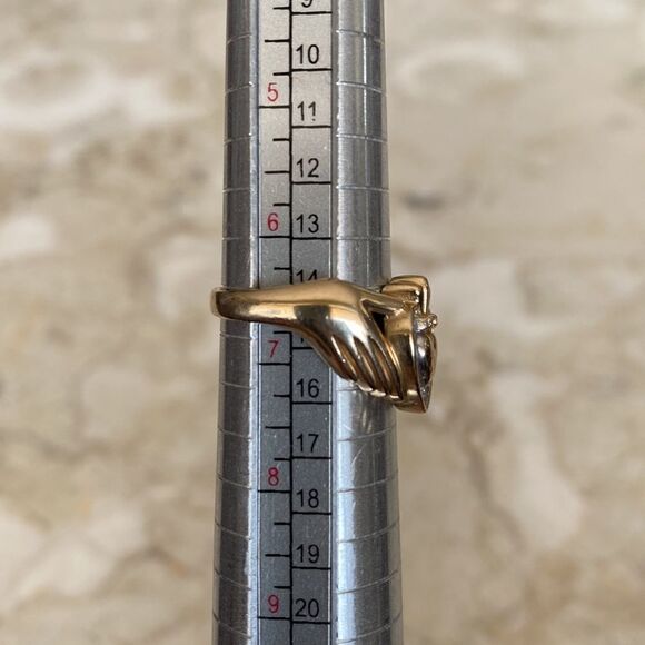 14K & Diamonds Heavy Custom Irish Claddagh Ring - Picture 14 of 14